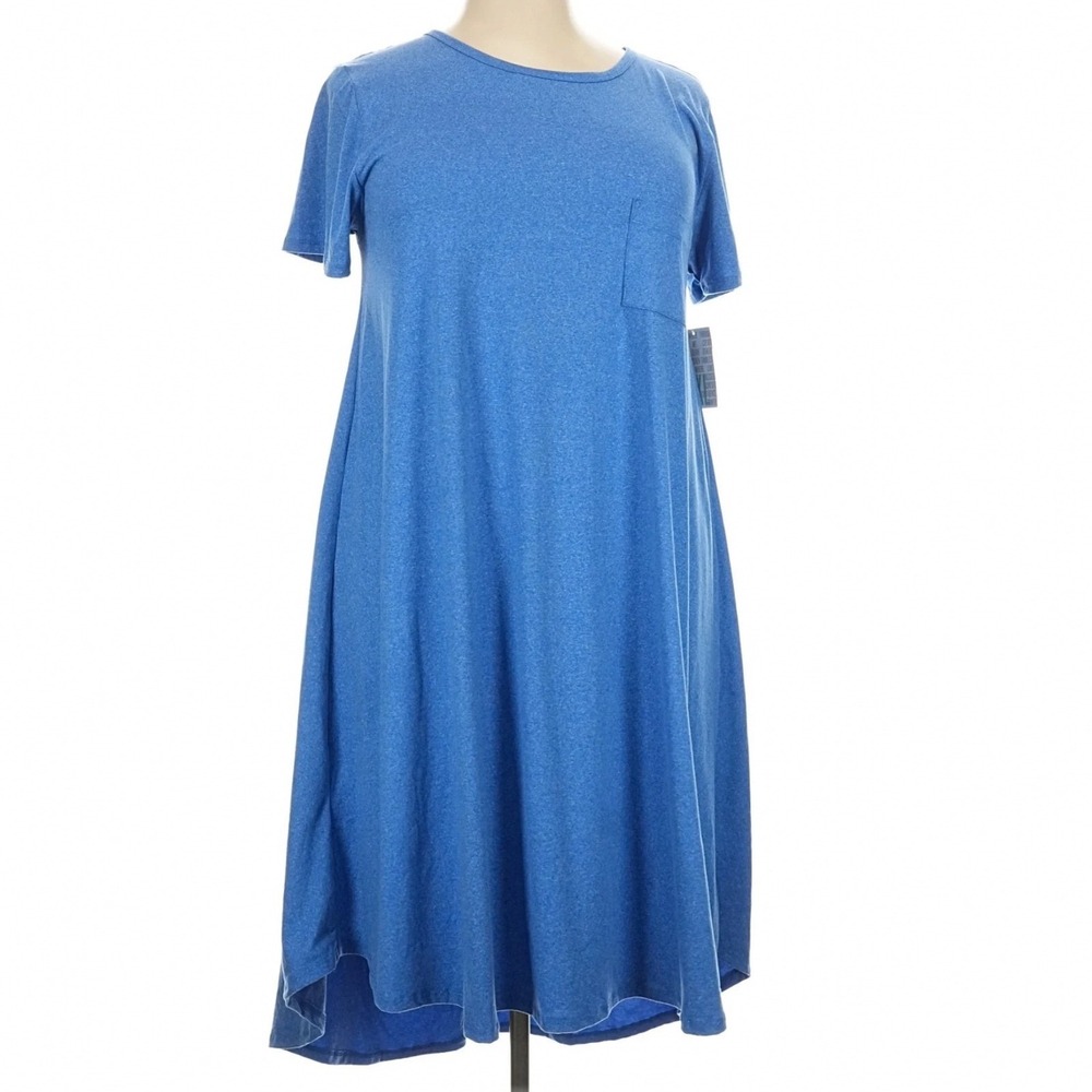 LuLaRoe Womens Dress Carly Size 2XL Blue Heathered Legging Material High Low NWT